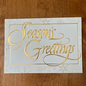 Season's Greetings Card with Gold Lettering.